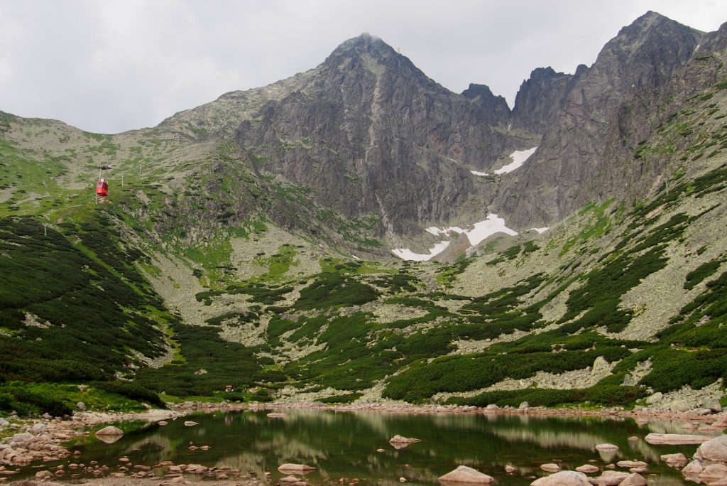 Widok na Łomnicę znad Łomnickiego Stawu (Skalnate Pleso)